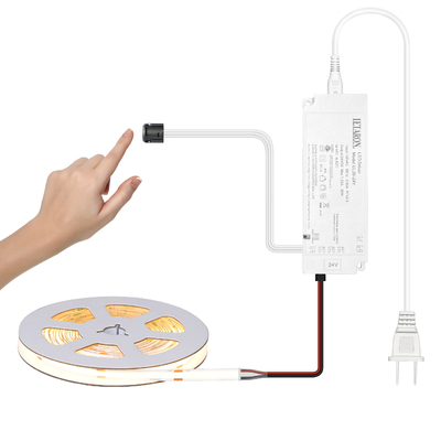 LETARON COB LED 스트립 라이트 24V LED 테이프 라이트,480 pcs/M LED,슈퍼 밝은 고 광 3000K 따뜻한 흰색 3m,3M 테이프와 Dimmable,30W UL 전원 공급,침실,홈,키친 DIY를 위한 터치 스위치