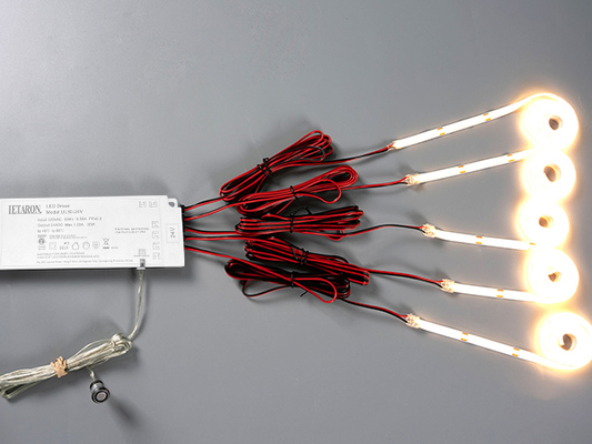 LETARON COB LED 스트립 라이트 24V LED 테이프 라이트,480 pcs/M LED,슈퍼 밝은 고 광 3000K 따뜻한 흰색 3m,3M 테이프와 Dimmable,30W UL 전원 공급,침실,홈,키친 DIY를 위한 터치 스위치
