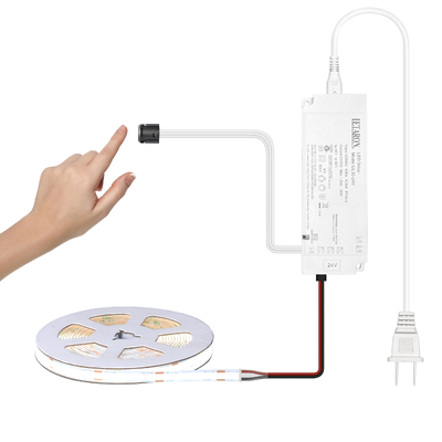 LETARON COB LED 스트립 조명 24V LED 테이프 조명, 480개/M LED, 매우 밝은 고루멘 6000K 백색 3m, 3M 테이프로 조절 가능, 30W UL 전원 공급 장치, 침실, 가정, 주방 DIY용 터치 스위치