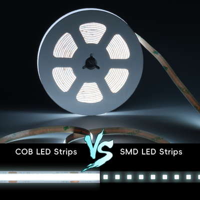 LETARON COB LED 스트립 조명 24V LED 테이프 조명, 480개/M LED, 매우 밝은 고루멘 6000K 백색 3m, 3M 테이프로 조절 가능, 30W UL 전원 공급 장치, 침실, 가정, 주방 DIY용 터치 스위치